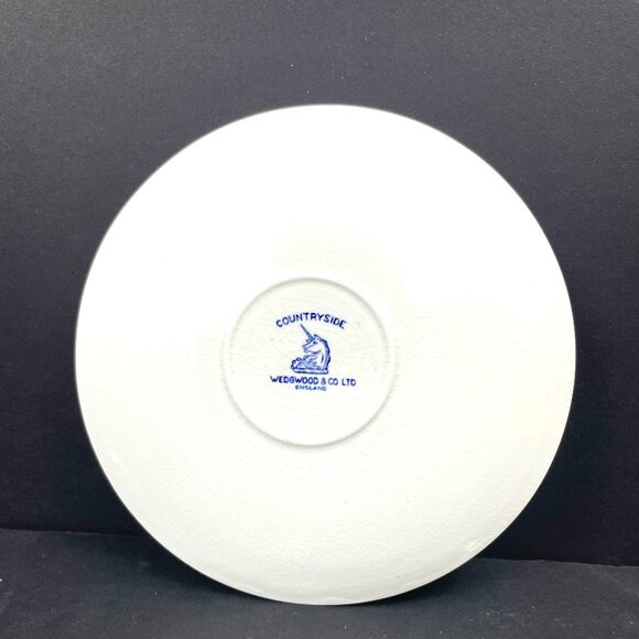 Vintage Set Wedgwood “Countryside” Creamer-2 Saucers Blue Transferware England - Picture 6 of 10